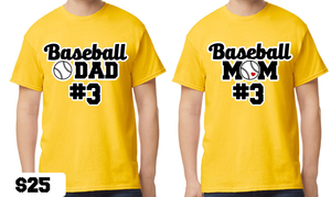 Baseball Mom/Dad Shirt w/ Number