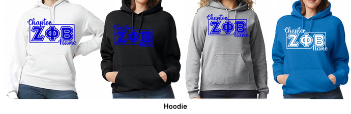 Hoodie - ΖΦΒ, Chapter, and Year