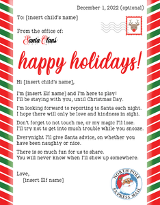 Customized Elf on the Shelf Welcome Letter